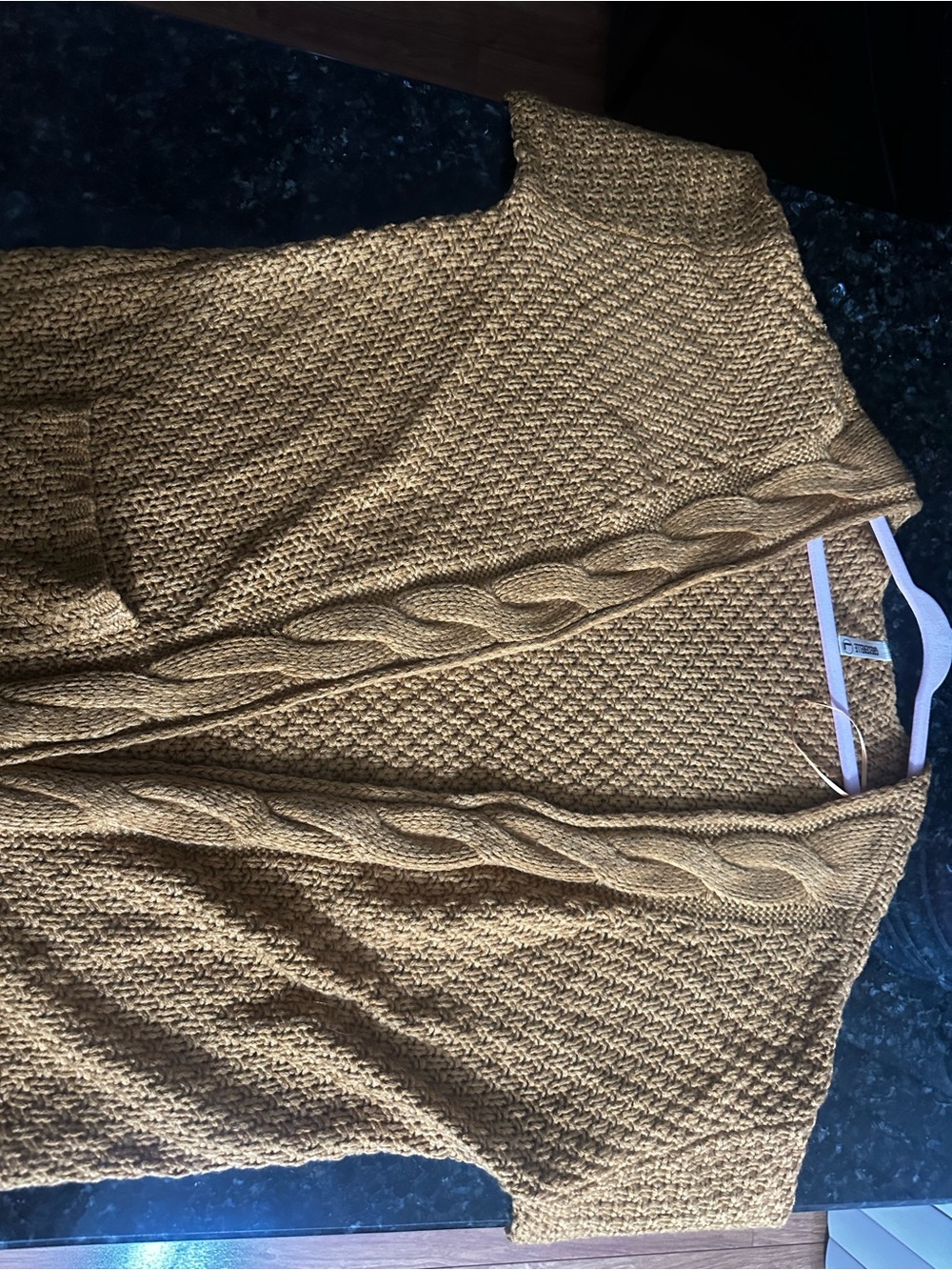 Cozy Cable-Knit Open Cardigan - Mustard Brown